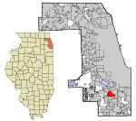 Cook County Illinois incorporated and unincorporated areas Markham highlighted